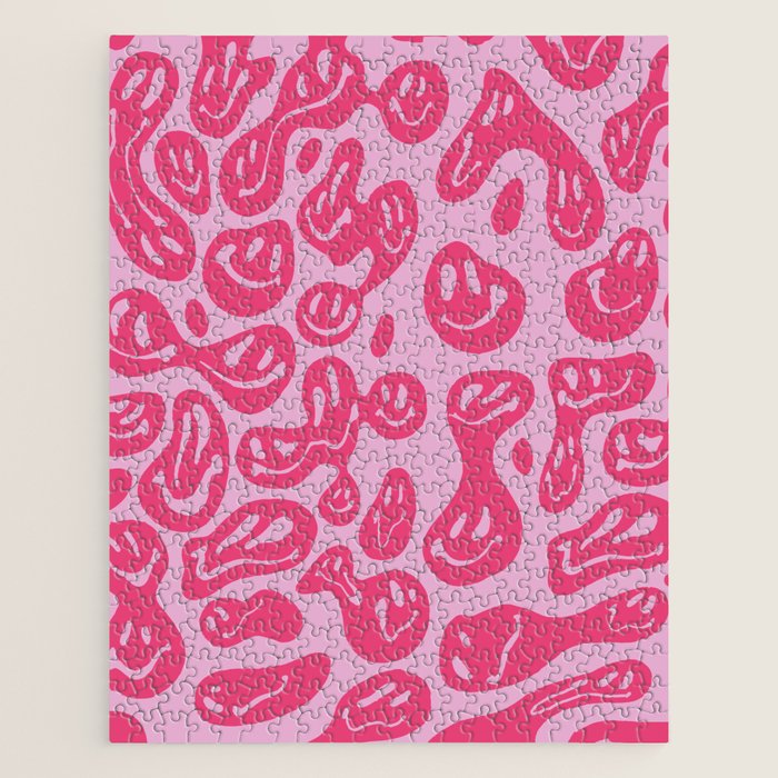 Hot Pink Dripping Smiley Jigsaw Puzzle Gallery Image 1