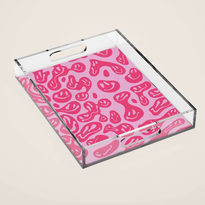 Hot Pink Dripping Smiley Acrylic Tray Gallery Image 1