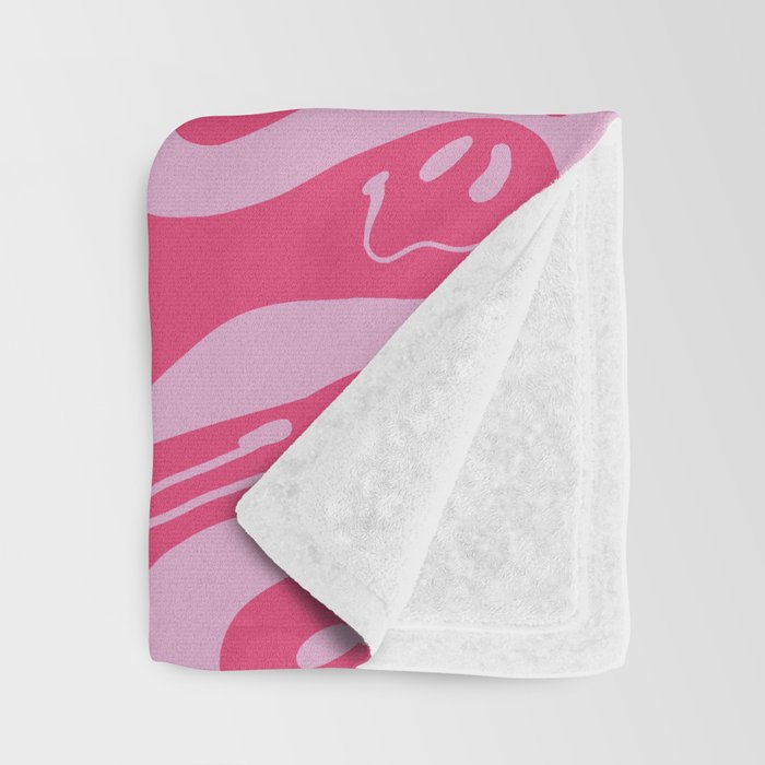 Hot Pink Dripping Smiley Throw Blanket Gallery Image 3