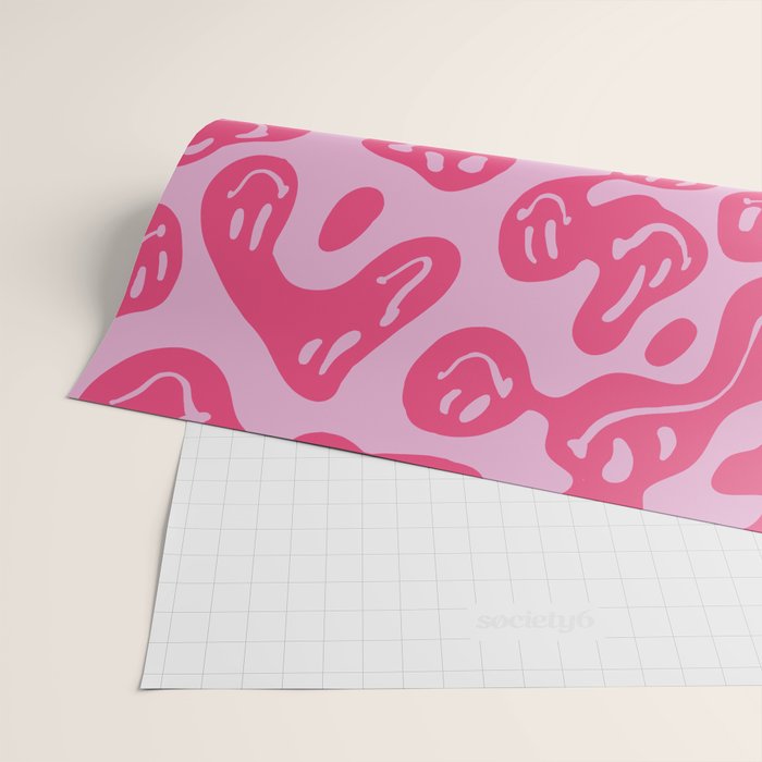 Hot Pink Dripping Smiley Wrapping Paper Gallery Image 2