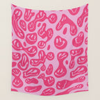 Hot Pink Dripping Smiley Wall Tapestry Gallery Image 4