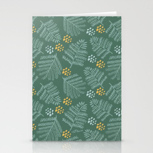 Winter & Woodsy Pine Trees in Forest Green Stationery Card Gallery Image 1