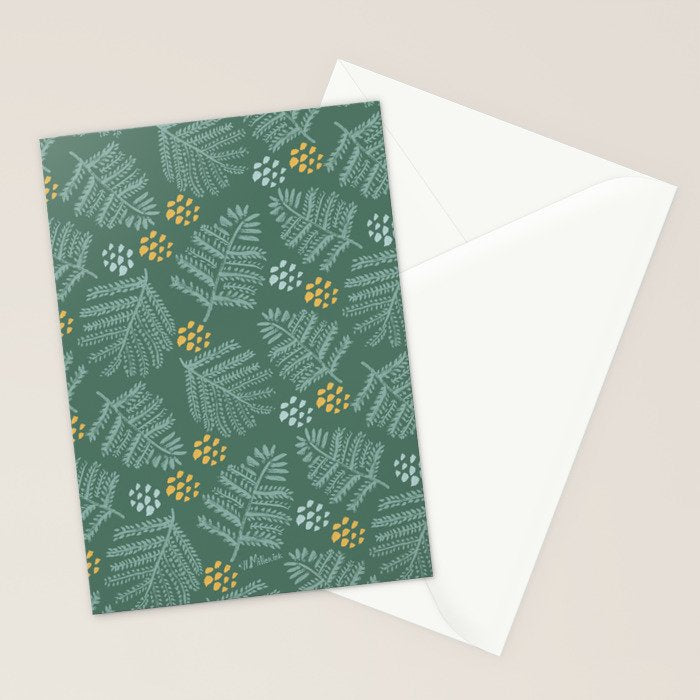 Winter & Woodsy Pine Trees in Forest Green Stationery Card Gallery Image 2