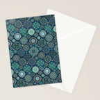 Teal Turquoise Gold Moroccan Tiles Boho Vintage Elegance Quatrefoil Shapes Stationery Card Gallery Image 2