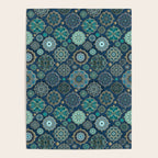 Teal Turquoise Gold Moroccan Tiles Boho Vintage Elegance Quatrefoil Shapes Poster Gallery Image 4