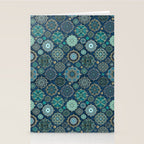 Teal Turquoise Gold Moroccan Tiles Boho Vintage Elegance Quatrefoil Shapes Stationery Card Gallery Image 2
