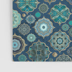 Teal Turquoise Gold Moroccan Tiles Boho Vintage Elegance Quatrefoil Shapes Poster Gallery Image 3