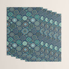 Teal Turquoise Gold Moroccan Tiles Boho Vintage Elegance Quatrefoil Shapes Wrapping Paper Gallery Image 3
