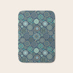 Teal Turquoise Gold Moroccan Tiles Boho Vintage Elegance Quatrefoil Shapes Bath Mat Gallery Image 1