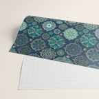 Teal Turquoise Gold Moroccan Tiles Boho Vintage Elegance Quatrefoil Shapes Wrapping Paper Gallery Image 2