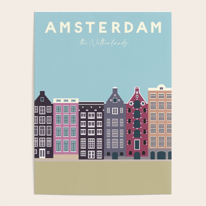 Amsterdam, the Netherlands Travel Poster Poster Gallery Image 4