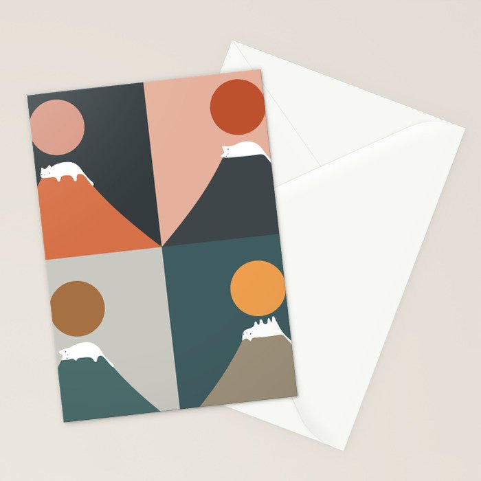 Meow Fuji 2x2 Stationery Card Gallery Image 2
