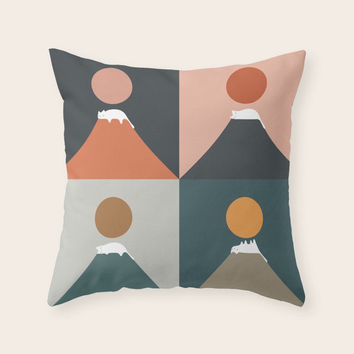 Meow Fuji 2x2 Throw Pillow Gallery Image 6