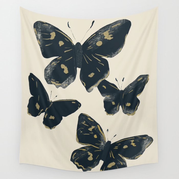 Black Butterflies 2 Wall Tapestry Gallery Image 4