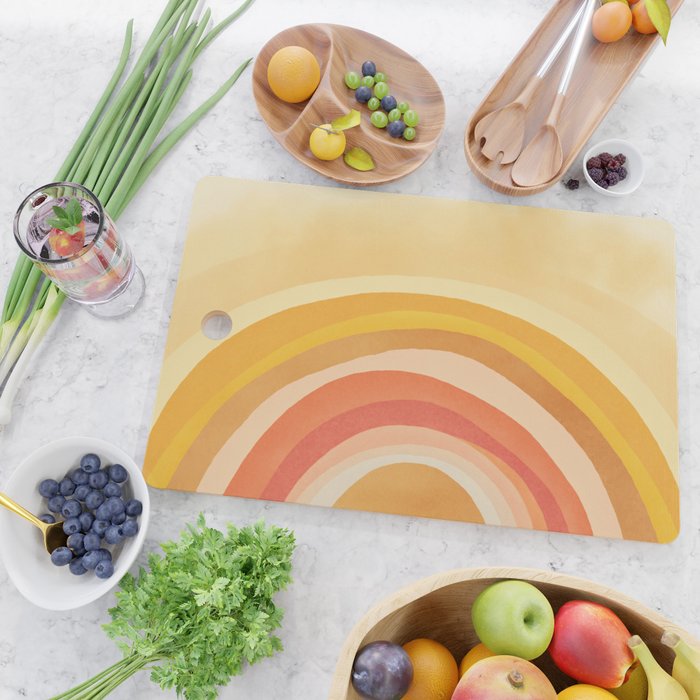 Whimsy Boho Rainbow Ombre Orange Yellow Cutting Board Gallery Image 2