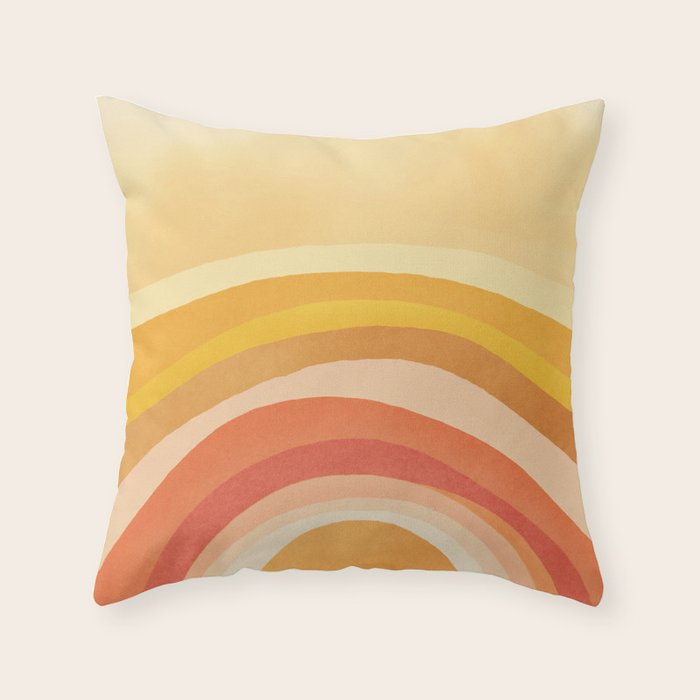 Whimsy Boho Rainbow Ombre Orange Yellow Throw Pillow Gallery Image 6