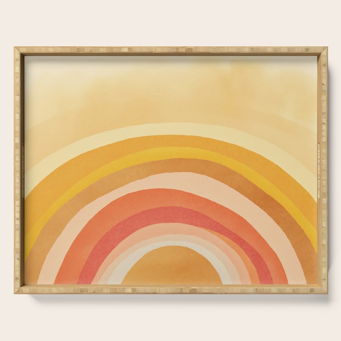 Whimsy Boho Rainbow Ombre Orange Yellow Serving Tray Gallery Image 1