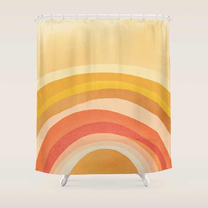 Whimsy Boho Rainbow Ombre Orange Yellow Shower Curtain Gallery Image 1