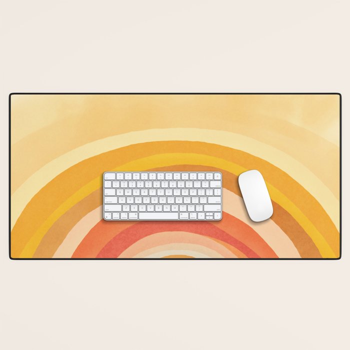 Whimsy Boho Rainbow Ombre Orange Yellow Desk Mat Gallery Image 1