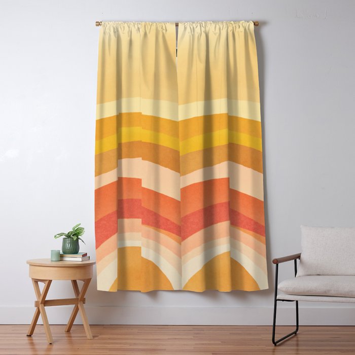 Whimsy Boho Rainbow Ombre Orange Yellow Window Curtain Gallery Image 1