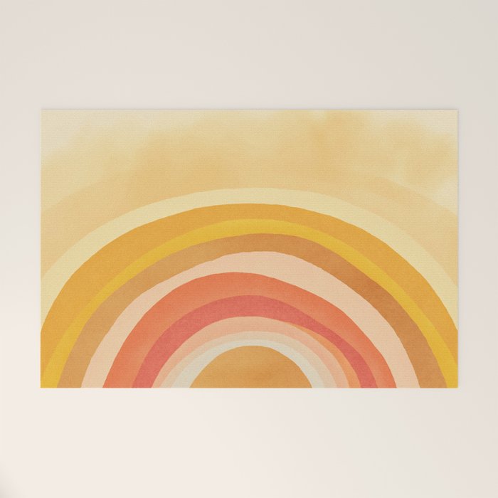 Whimsy Boho Rainbow Ombre Orange Yellow Welcome Mat Gallery Image 1