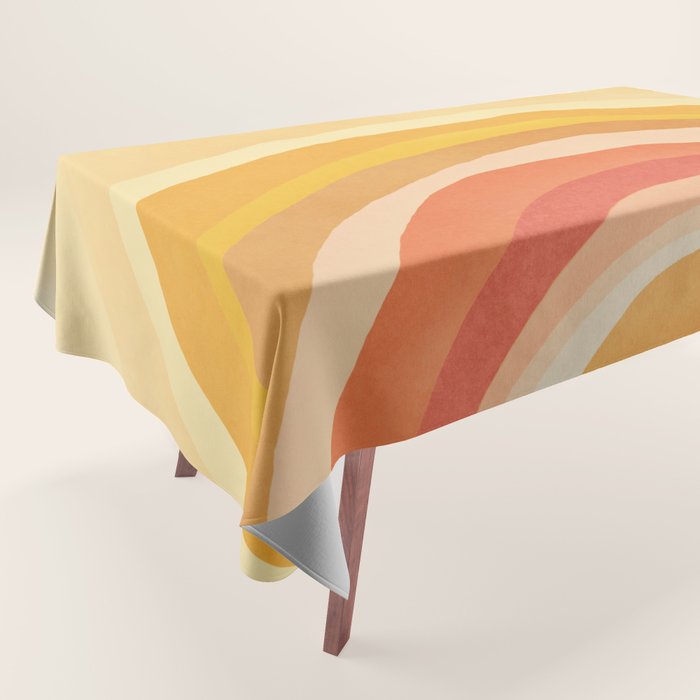 Whimsy Boho Rainbow Ombre Orange Yellow Tablecloth Gallery Image 1