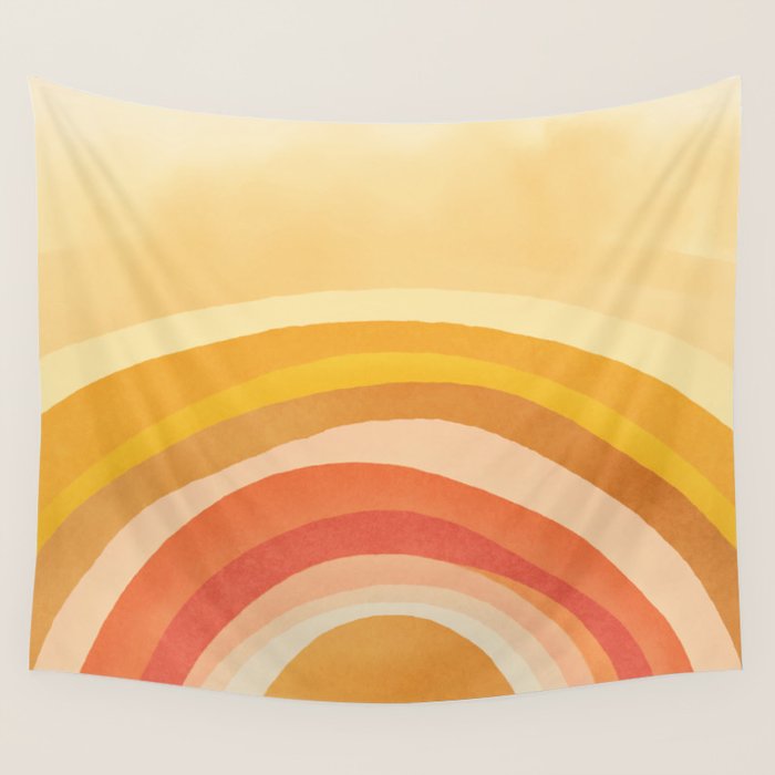 Whimsy Boho Rainbow Ombre Orange Yellow Wall Tapestry Gallery Image 4