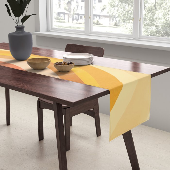 Whimsy Boho Rainbow Ombre Orange Yellow Table Runner Gallery Image 2