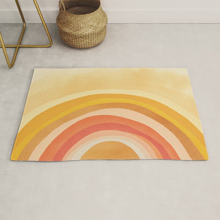 Whimsy Boho Rainbow Ombre Orange Yellow Rug Gallery Image 1