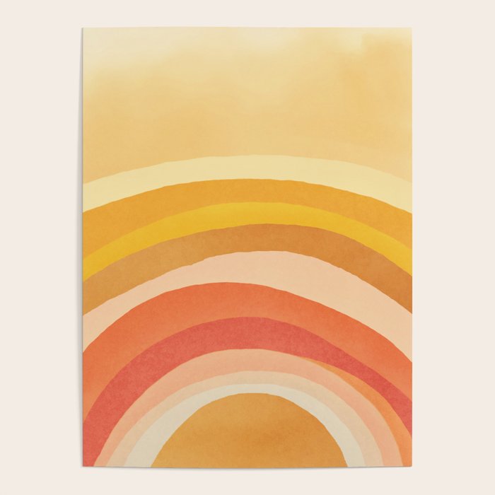 Whimsy Boho Rainbow Ombre Orange Yellow Poster Gallery Image 1