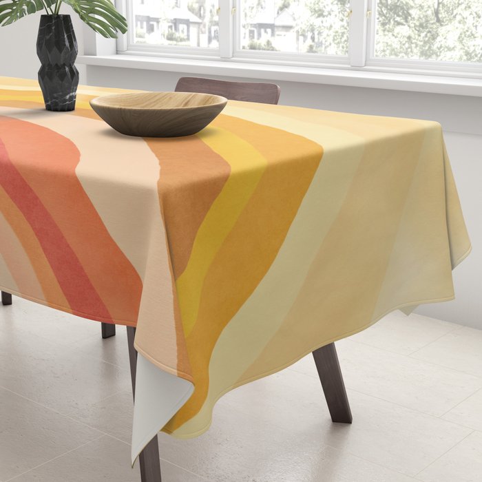 Whimsy Boho Rainbow Ombre Orange Yellow Tablecloth Gallery Image 3