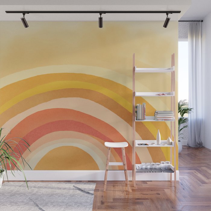 Whimsy Boho Rainbow Ombre Orange Yellow Wall Mural Gallery Image 1