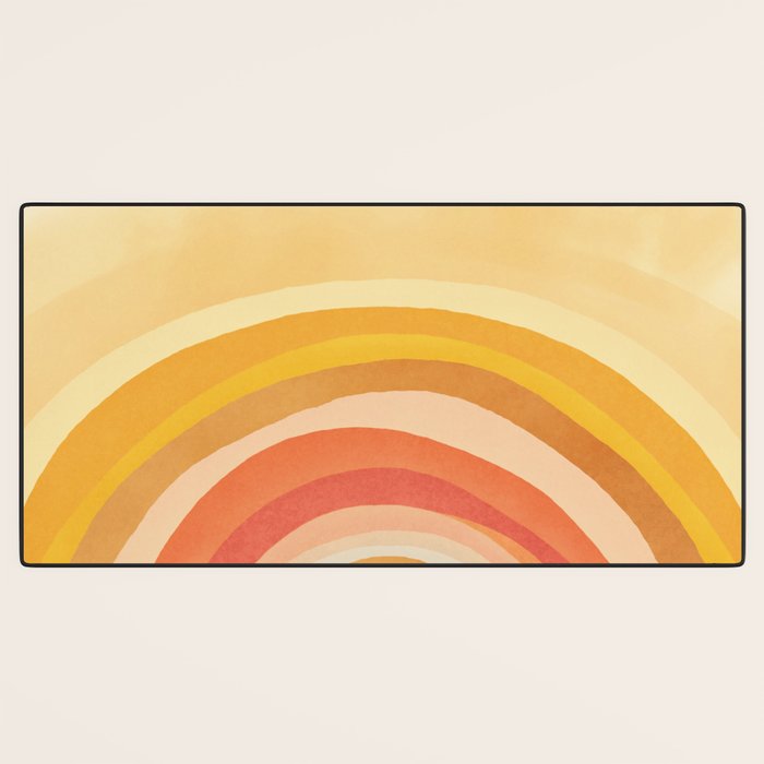 Whimsy Boho Rainbow Ombre Orange Yellow Desk Mat Gallery Image 3