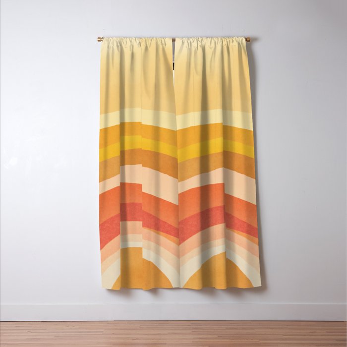 Whimsy Boho Rainbow Ombre Orange Yellow Window Curtain Gallery Image 3