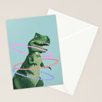 T-Rex the Hula Dancer in Green Stationery Card Gallery Image 2