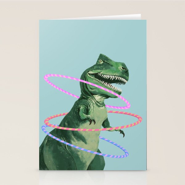 T-Rex the Hula Dancer in Green Stationery Card Gallery Image 1