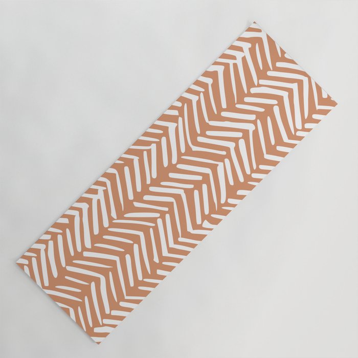 Abstract Herringbone, Striped Pattern, Orange and White Yoga Mat Gallery Image 1
