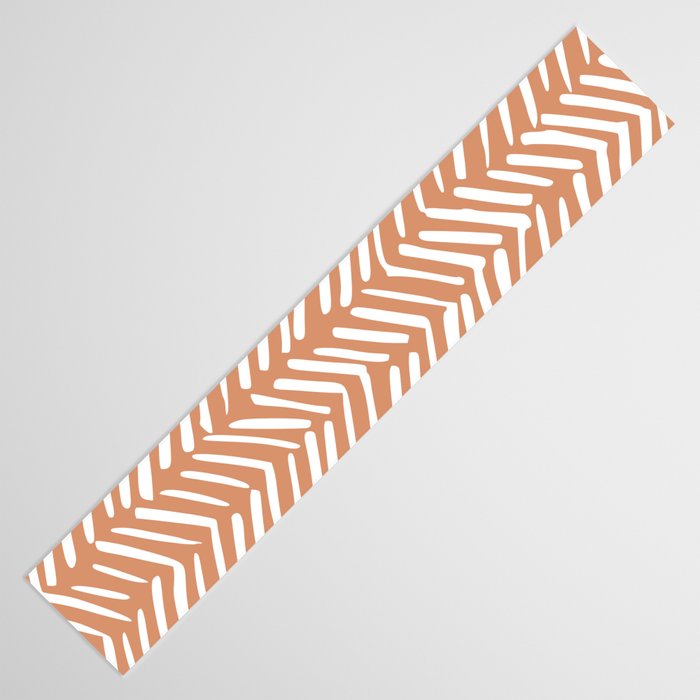 Abstract Herringbone, Striped Pattern, Orange and White Table Runner Gallery Image 3