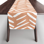 Abstract Herringbone, Striped Pattern, Orange and White Table Runner Gallery Image 1