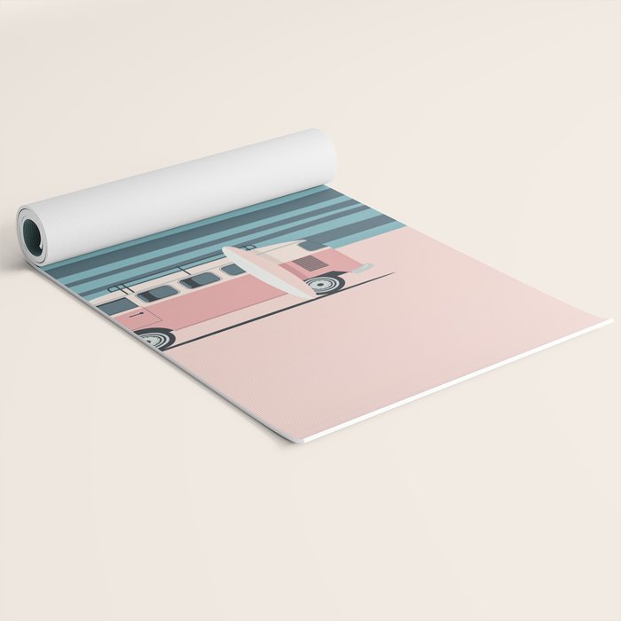 Surfer Graphic Beach Palm-Tree Camper-Van Art Yoga Mat Gallery Image 2