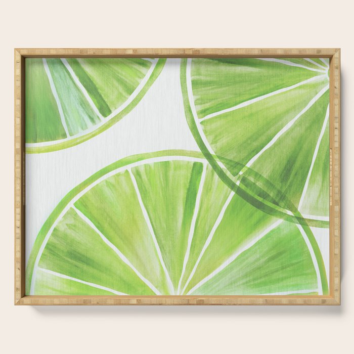 Fresh Lime Citrus Abstract Watercolor Serving Tray Gallery Image 1