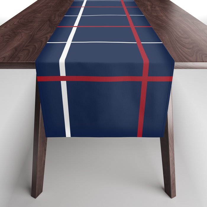 Navy Red White Tattersall Table Runner Gallery Image 1