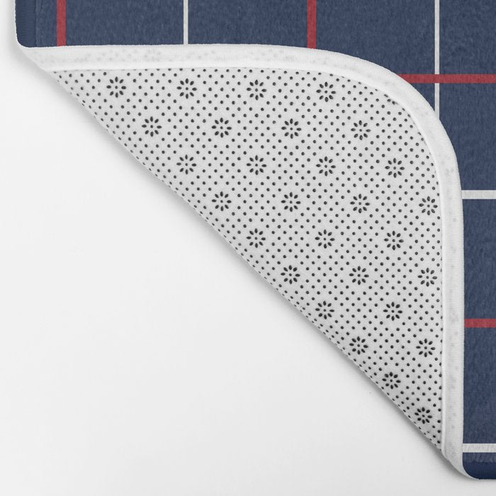 Navy Red White Tattersall Bath Mat Gallery Image 2
