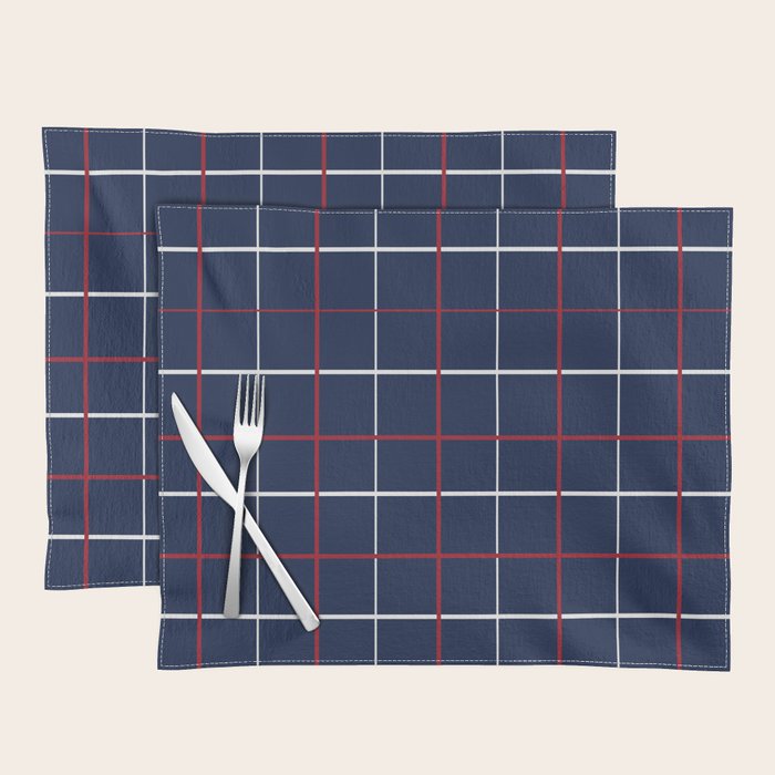 Navy Red White Tattersall Placemat Gallery Image 1