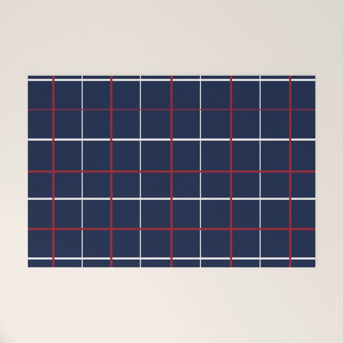 Navy Red White Tattersall Welcome Mat Gallery Image 1
