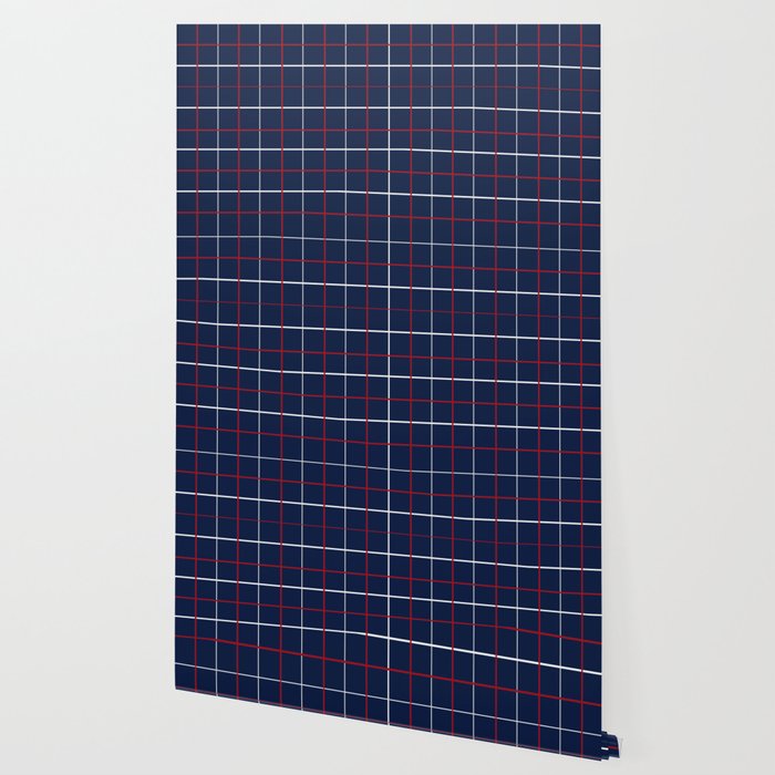 Navy Red White Tattersall Wallpaper Gallery Image 2