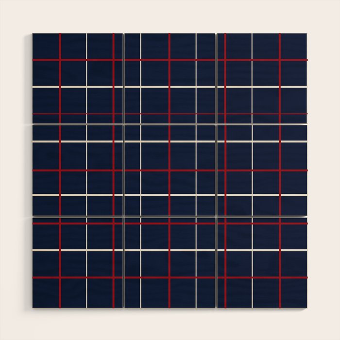 Navy Red White Tattersall Wood Wall Art Gallery Image 1