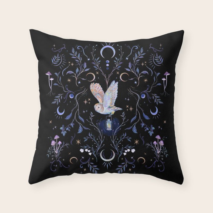 Moonlight Owl Throw Pillow Gallery Image 6