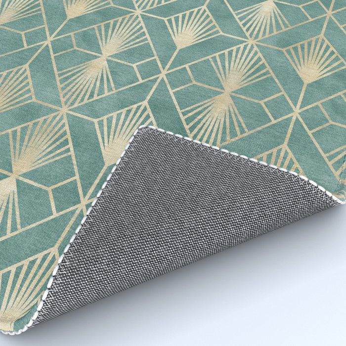 Art Deco Diamonds in Teal and Gold Rug Gallery Image 4