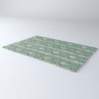 Art Deco Diamonds in Teal and Gold Rug Gallery Image 3